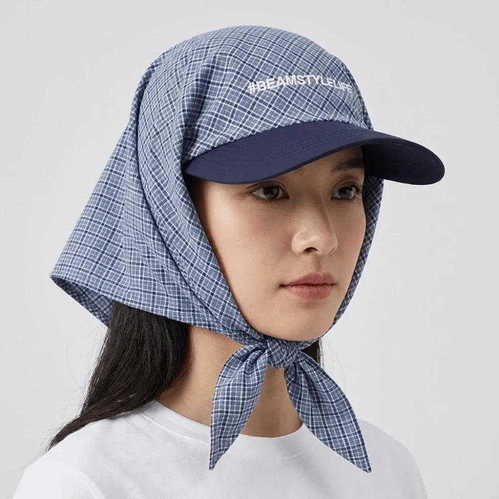 Y2K Plaid Bandana Baseball Cap – Unisex Hip-Hop Headscarf Hat