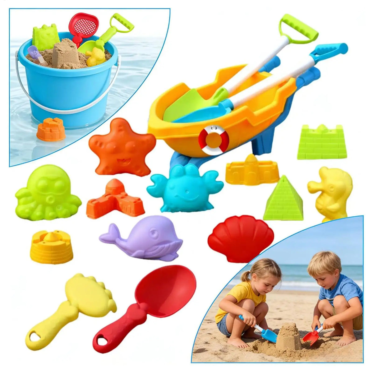19-Piece Kids Beach Sand Toys Set – Outdoor Playset