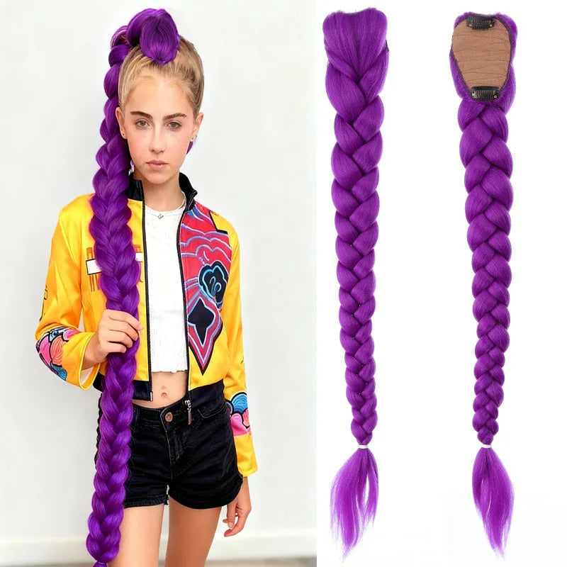 26-inch Synthetic Woven Purple Hair Ponytail Cosplay Costume
