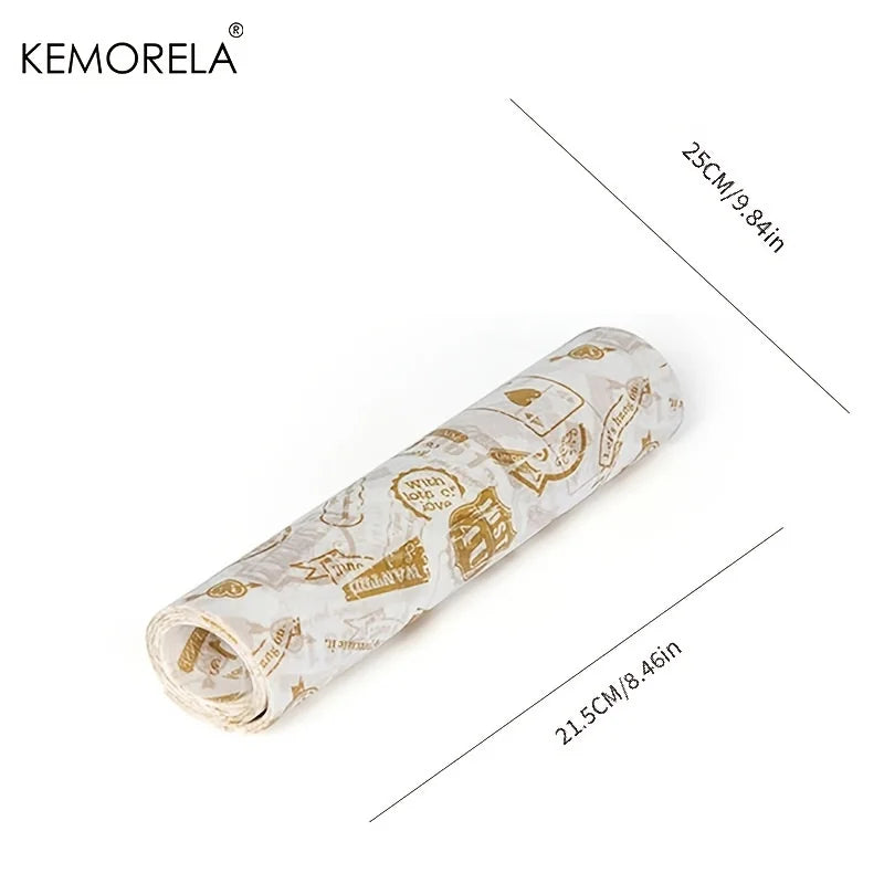 KEMORELA 50-Pack Food Grade Wax Paper Wrappers – Bread & Burgers