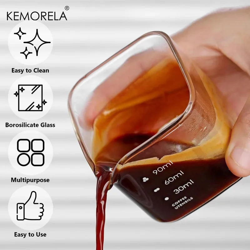 KEMORELA Glass Espresso Cup 90/120ml – Measuring Shot Glass