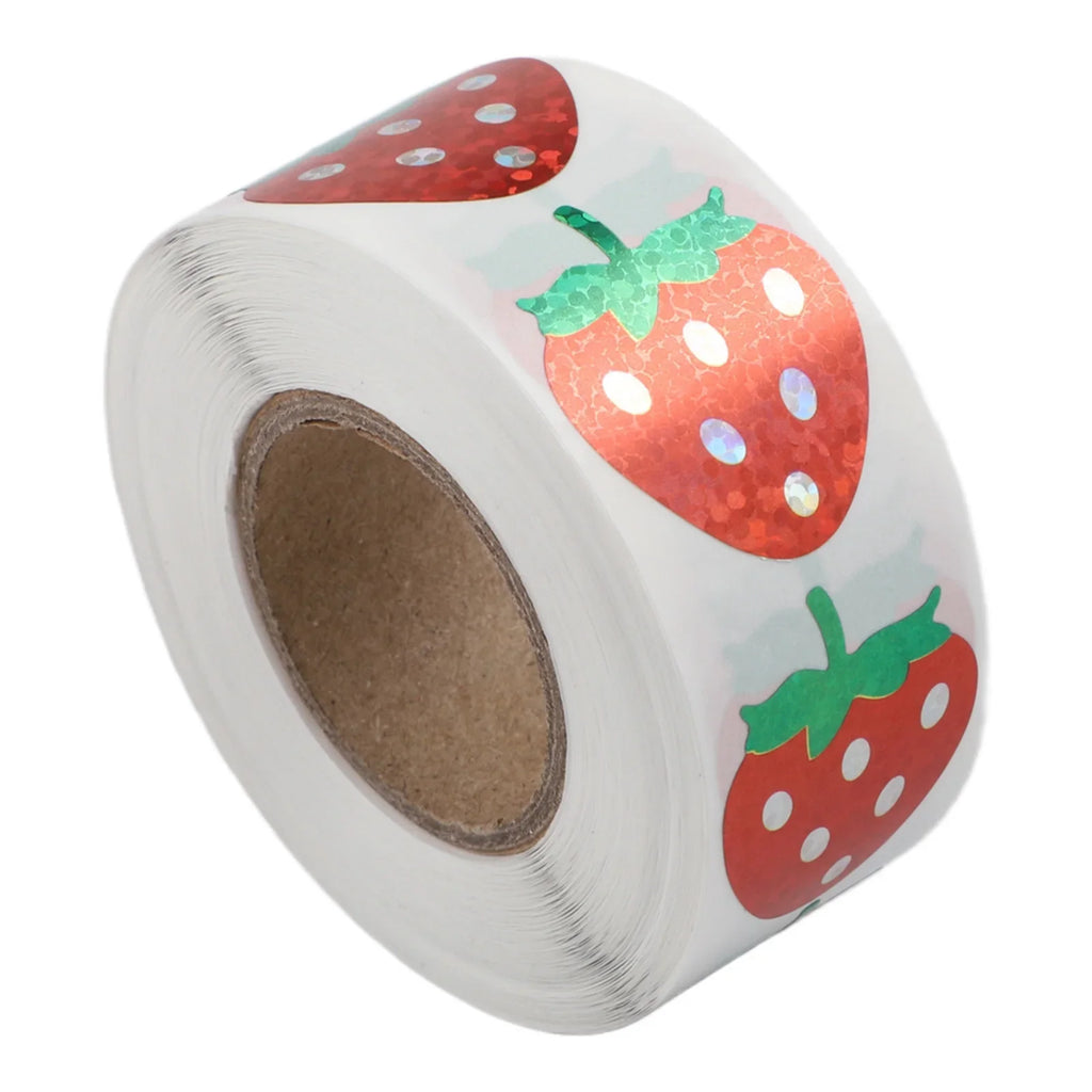 500 Holographic Strawberry Stickers Decorating Recipe Cards Meal