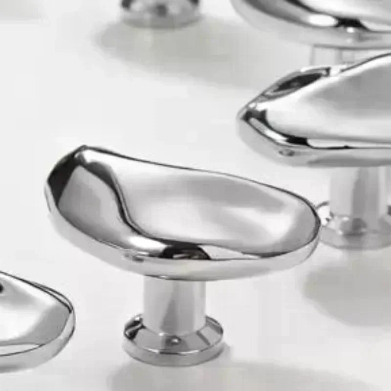 Silver Zinc Alloy Single Hole Cabinet Drawer Handle | Modern Style