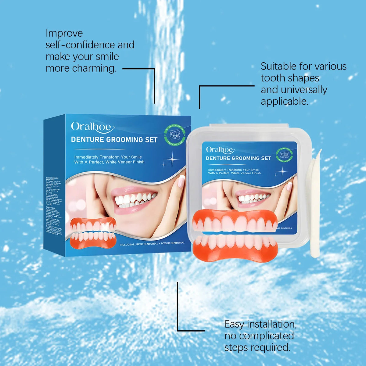 Silicone Moldable Denture Set – Upper & Lower False Teeth