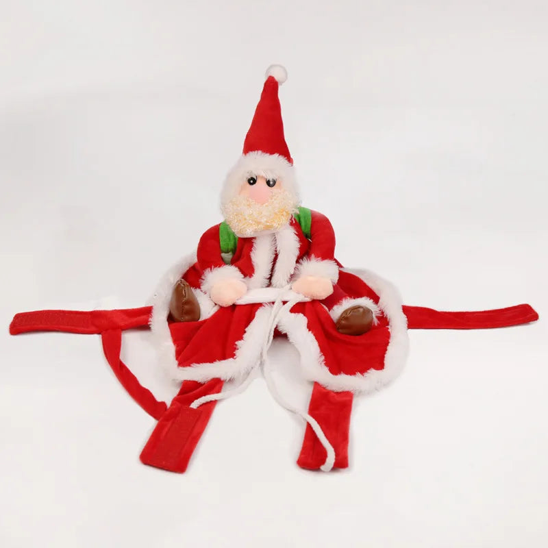 Santa Claus Riding Suit Pet Christmas Dog Cat Clothing Clothes Small