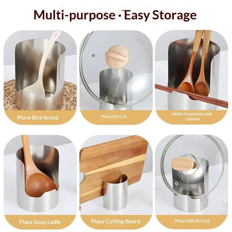 Stainless Steel Spoon & Spatula Holder – 2-in-1 Utensil Rack