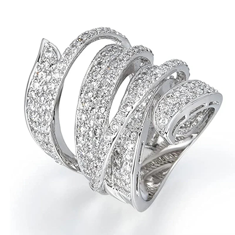 Huitan Wide CZ Statement Ring – Luxury Pavé Party Jewelry