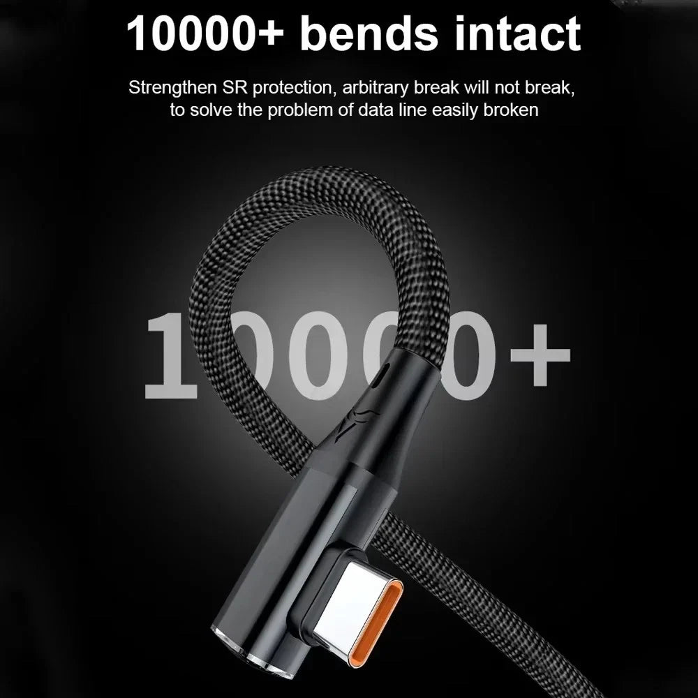120W USB-C 90° Elbow Fast Charging Cable | iPhone Samsung
