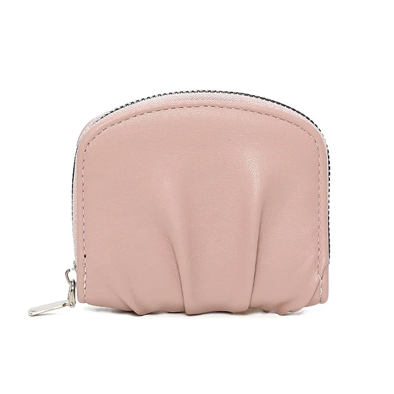 Mini Ruched Coin Purse – Compact PU Zipper Wallet