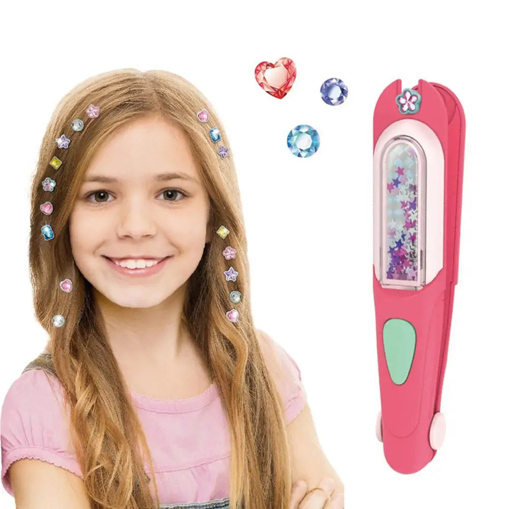 Automatic Hair Braiding & Gem Stamper Toy Kit for Girls