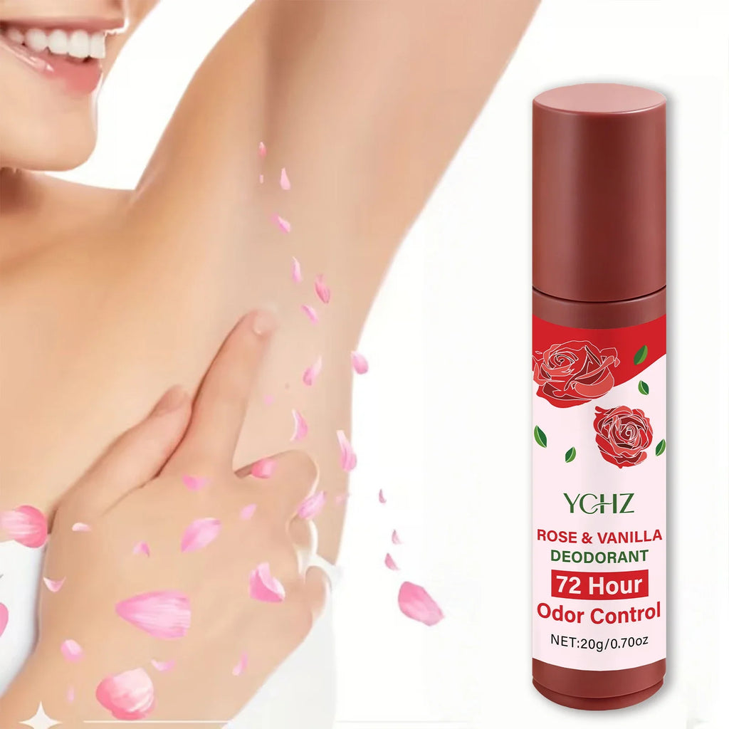 Rose Vanilla Jasmine Roll-On Deodorant | 72-Hour Plant-Based