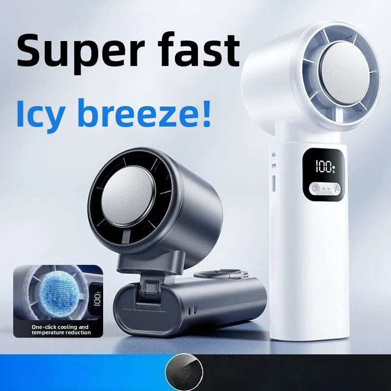 Semiconductor Turbo Handheld Neck Fan – USB Portable Cooling Fan