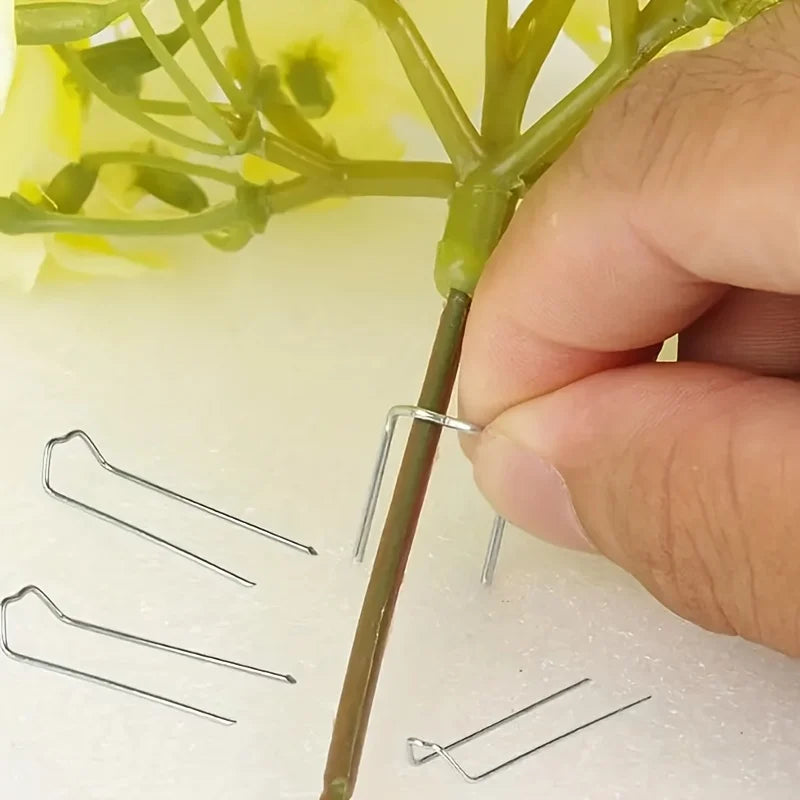 100 Green U-shaped Flower Pins 1 8-inch Stainless Steel Handicraft