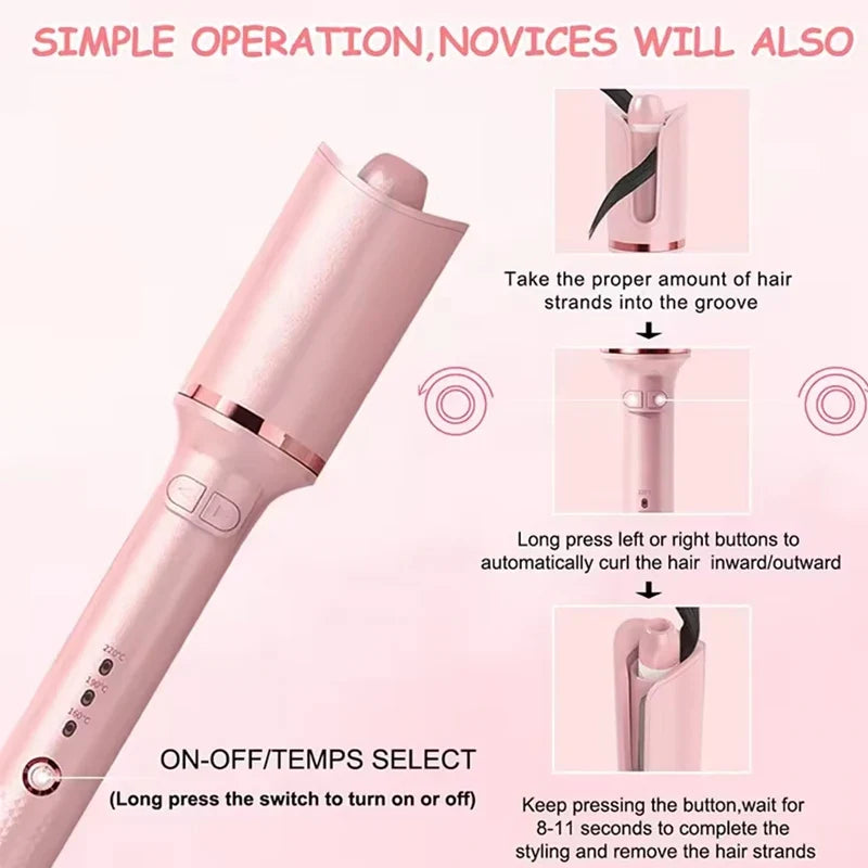 Auto-Rotating Tourmaline Ceramic Hair Curler | Fast Heating