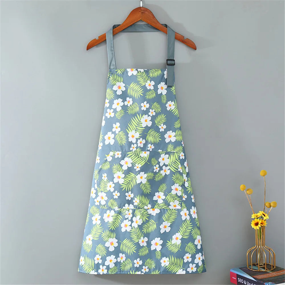 Cute Flower Kitchen Household Oil-proof Cooking Apron Women Children