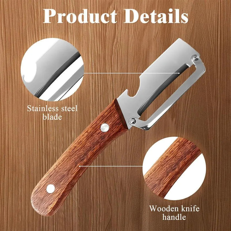 Stainless Steel Fruit Peeler with Redwood Handle | 1–10 Pcs