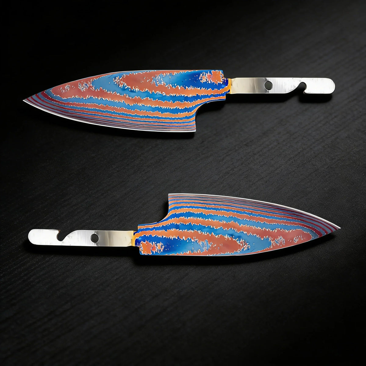 Hand Forged Titanium Damascus Blank Blade Fruit Knife – No Handle