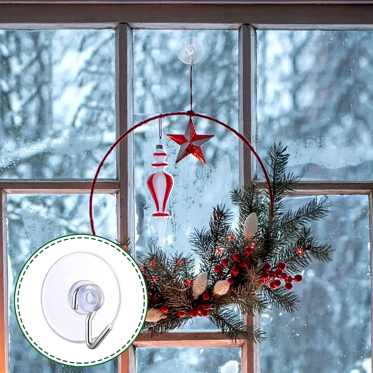 Clear Suction Cup Hooks with Metal Hook – Kitchen & Bathroom
