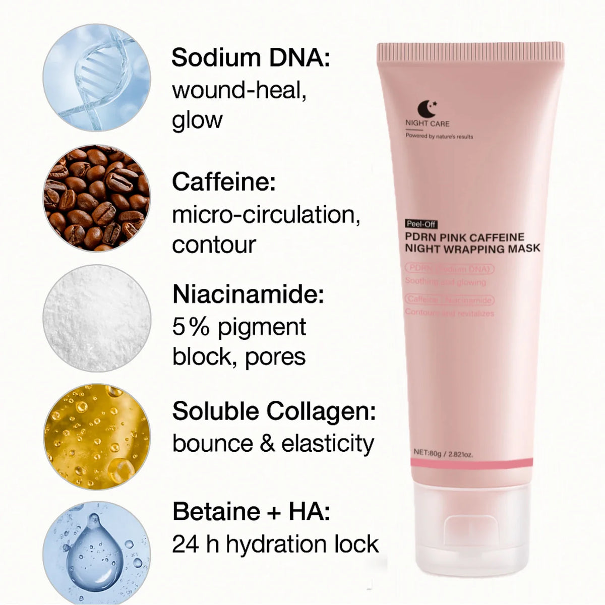 PDRN Caffeine Overnight Peel-Off Mask | Firming & Depuffing