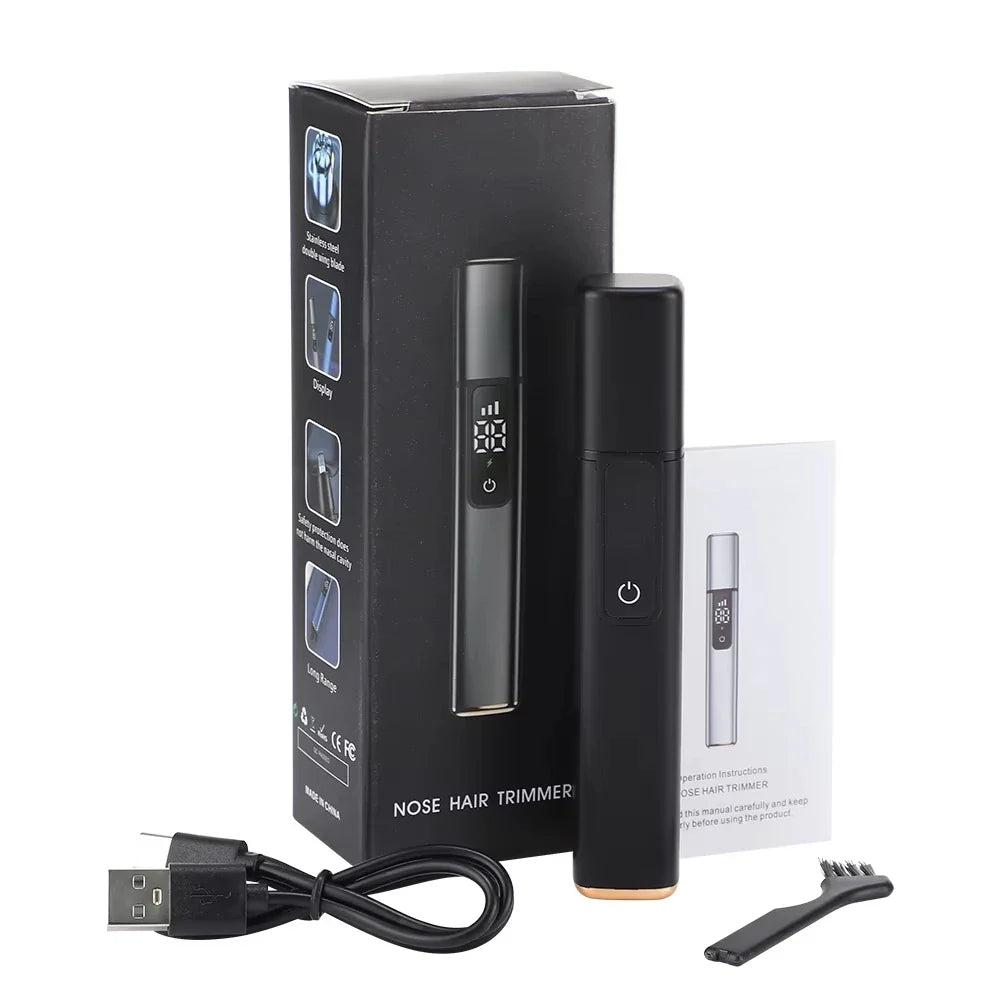 Rechargeable Nose & Facial Hair Trimmer – IPX7, USB, LED