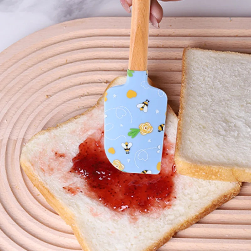 Christmas Non-stick Silicone Cake Spatula Wooden Handle Chocolate