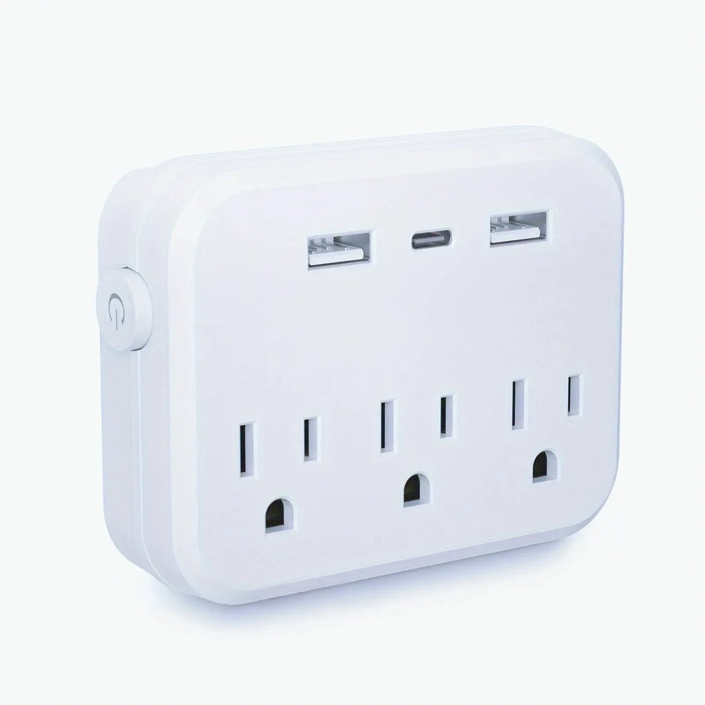 6-in-1 Mini Portable Surge Protector Power Strip – USB & Type-C