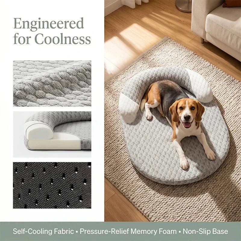 Ice Silk Cooling Dog & Cat Bed – Oval Breathable Pet Mat