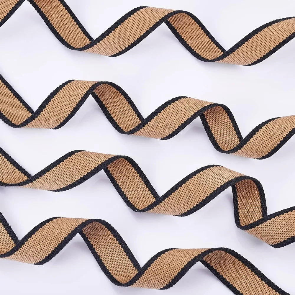 Tan & Black Striped Polyester Craft Ribbon – 1-1/4" x 10 Yds
