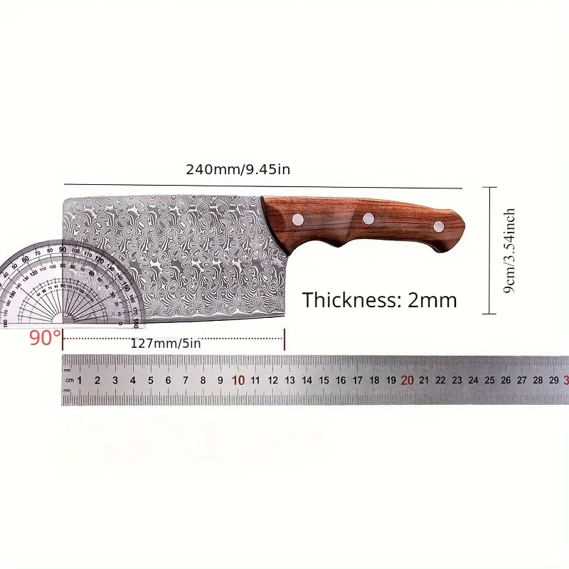 CMGF Damascus Steel Kitchen Knife – BBQ Meat & Veg Cleaver