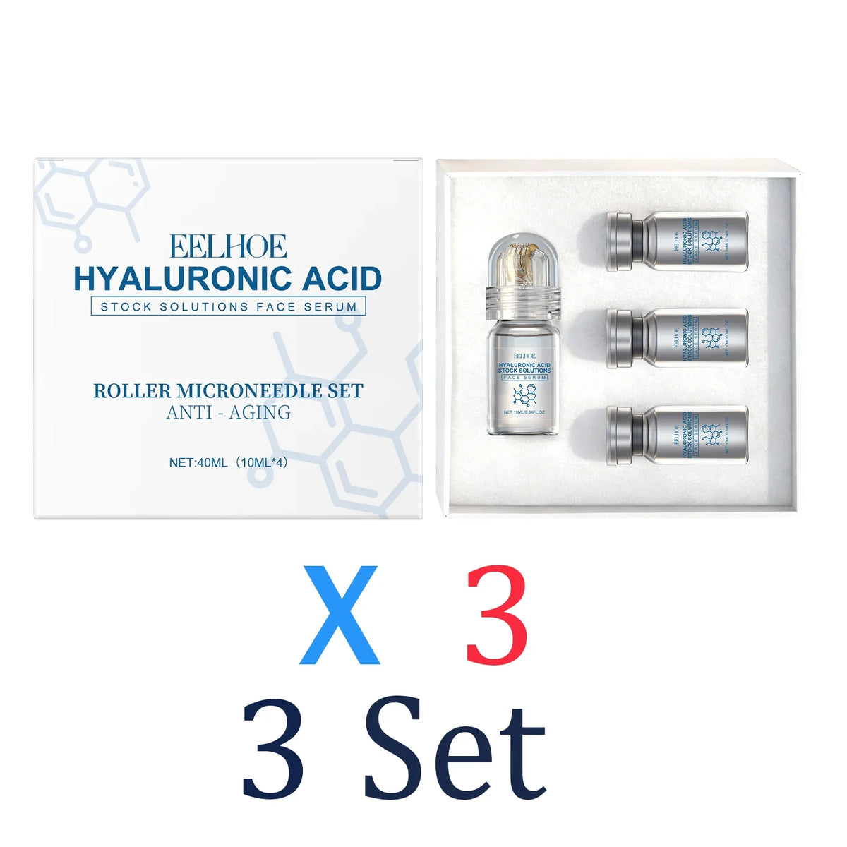Niacinamide Microneedle Serum Kit – 0.25mm Roller | 3×10ml