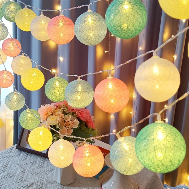 20 LED Cotton Ball String Lights – Fairy Garland Home & Garden