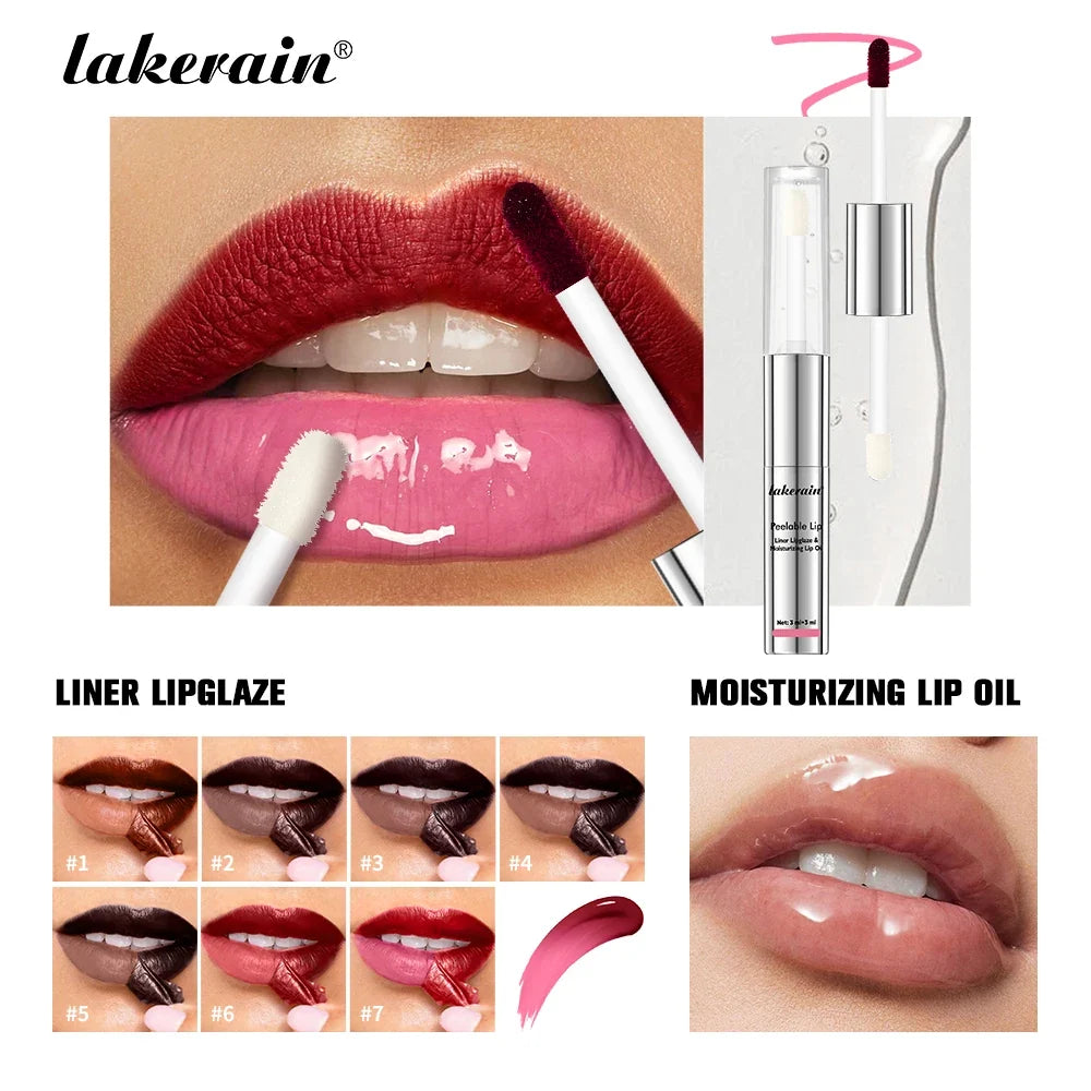 2-in-1 Peel Off Lip Liner & Nourishing Lip Oil | 7 Colors
