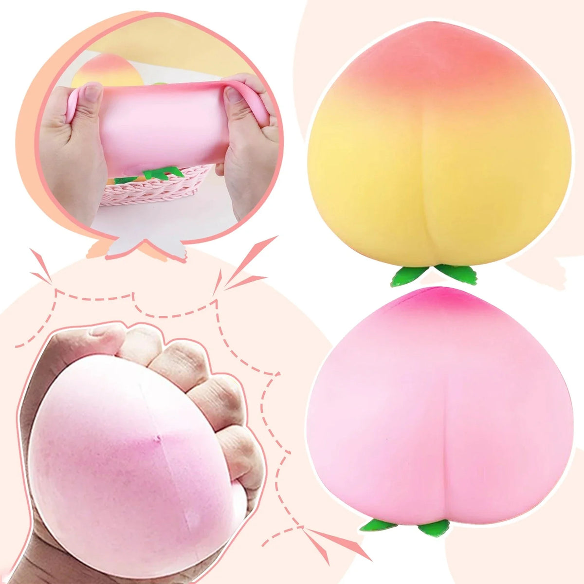 Kawaii Peach Squishy Fidget Toy – Slow Rising Stress Relief