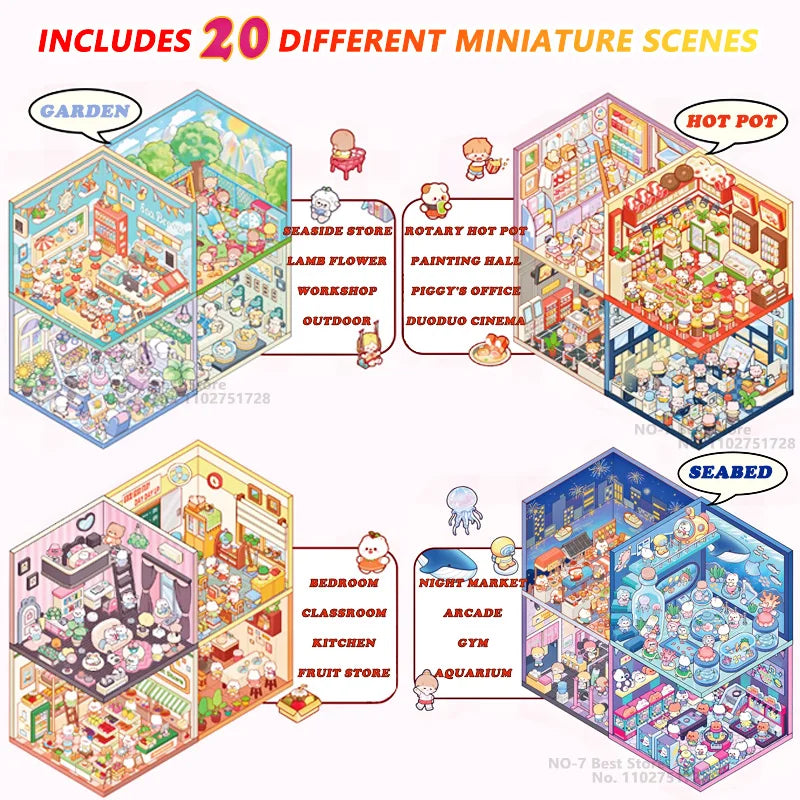 20-in-1 3D Cartoon Sticker Scene Book | DIY Creative Gift for Kids