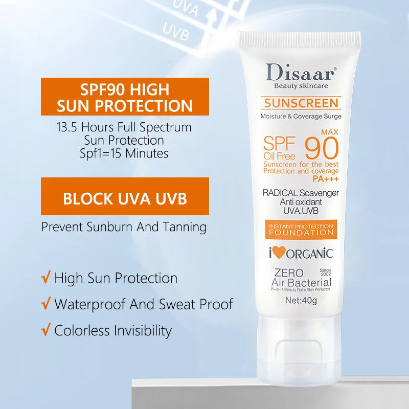 Facial Body Sunscreen Waterproof SPF 90+UV Sun Cream Sunblock Skin