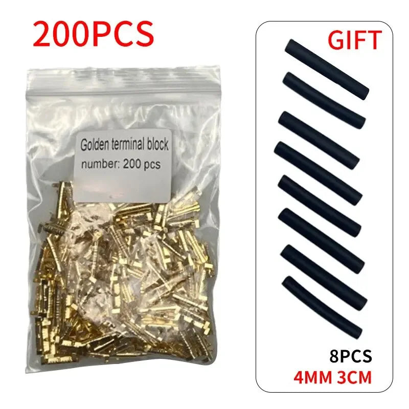 U-Type Brass Crimp Terminal Block Connectors | 50–200 Pcs