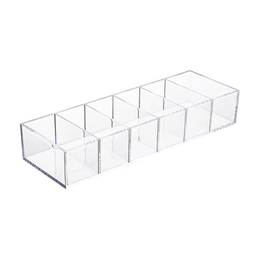 Transparent Acrylic Makeup Organizer – 6-Grid Desktop Storage Box