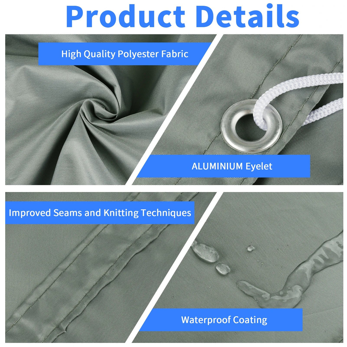 Waterproof Sun Shade Cloth with Grommets | Pergola Canopy Tarp