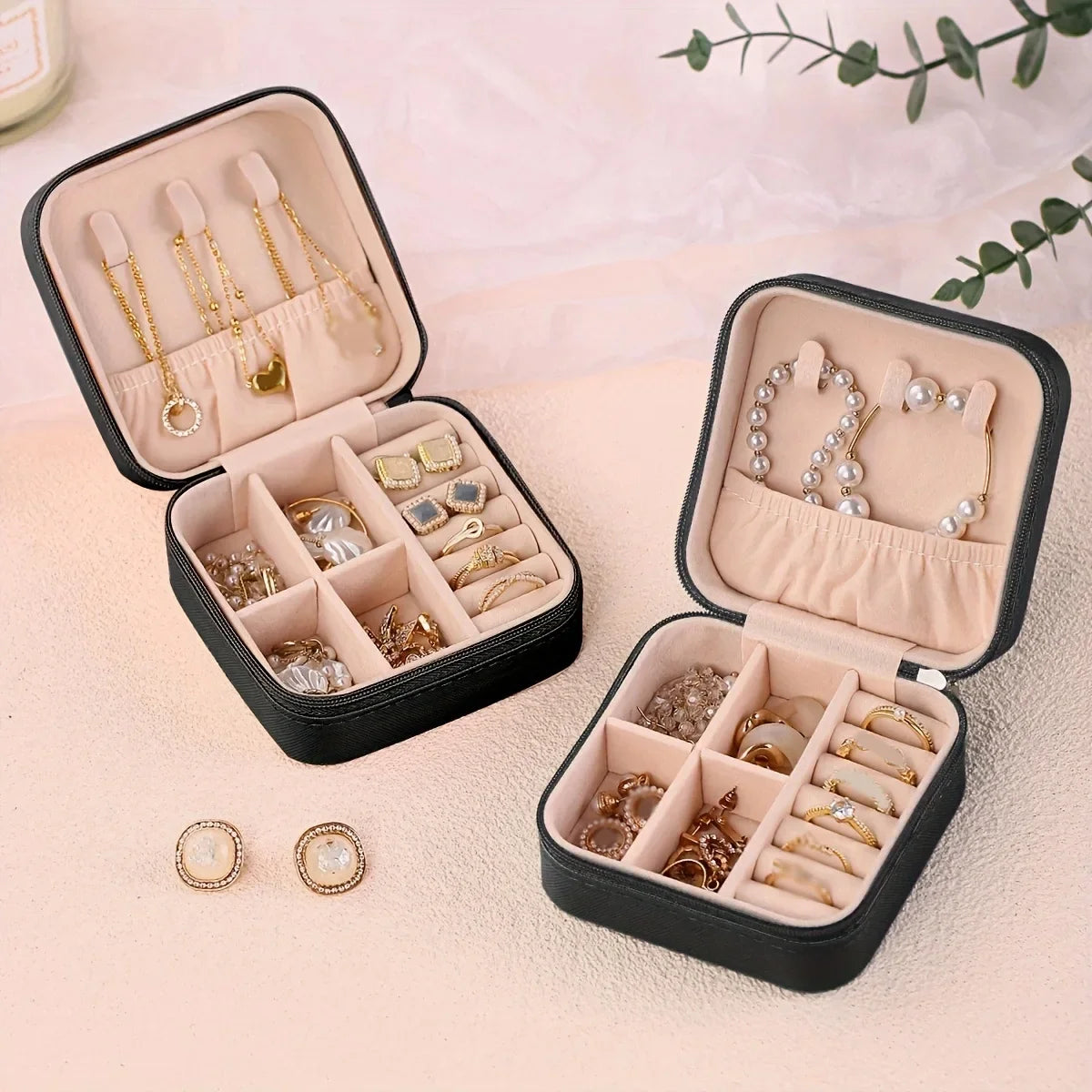 Portable Jewelry Storage Box Home Travel Mini Ring Earring Necklace