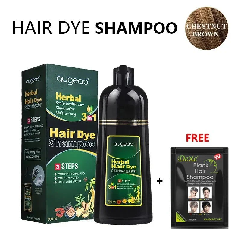 Hair Color Dye Shampoo | 6 Shades Plant Formula 500ml