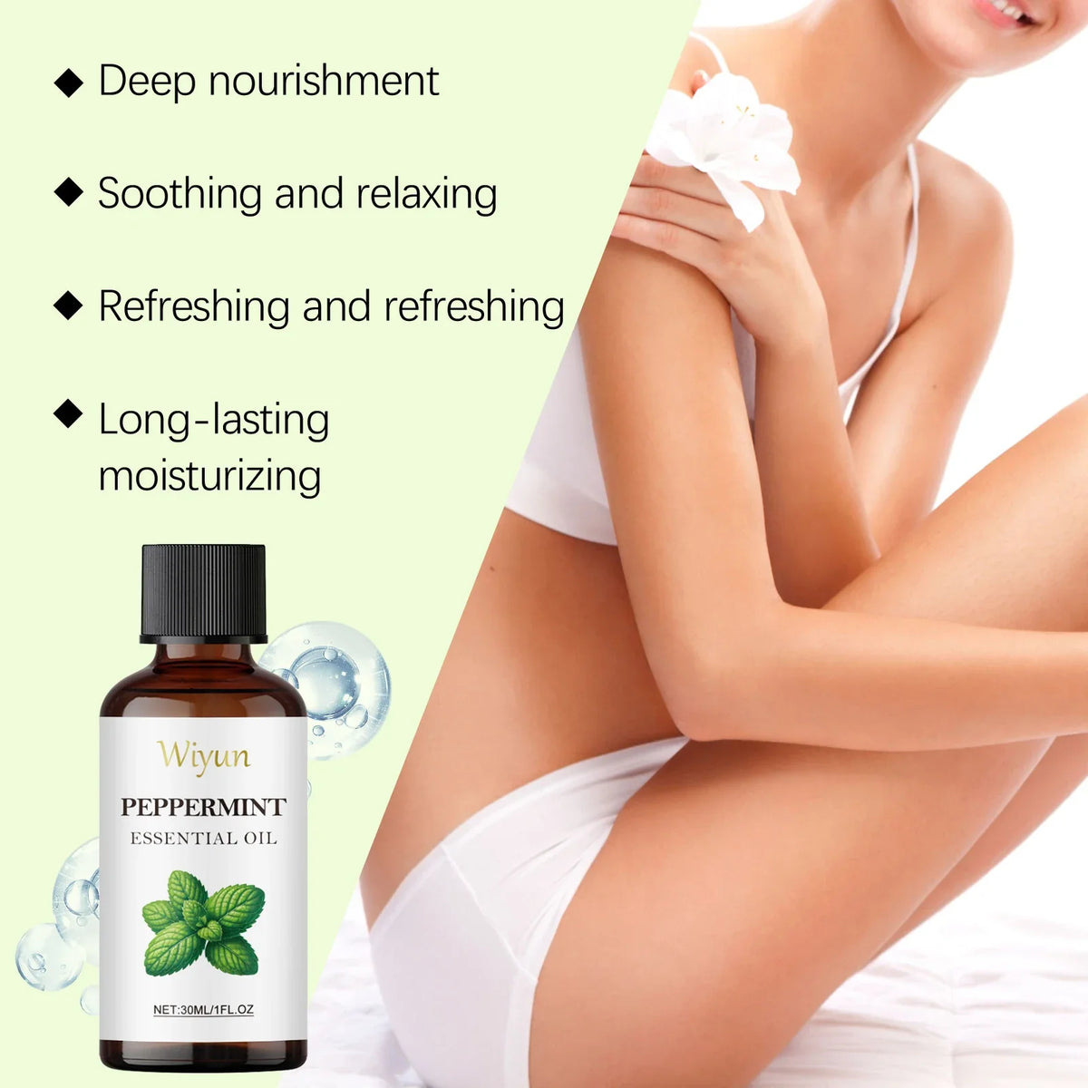 WIYUN Peppermint Body Massage Oil | Lightweight Skin Moisturizer