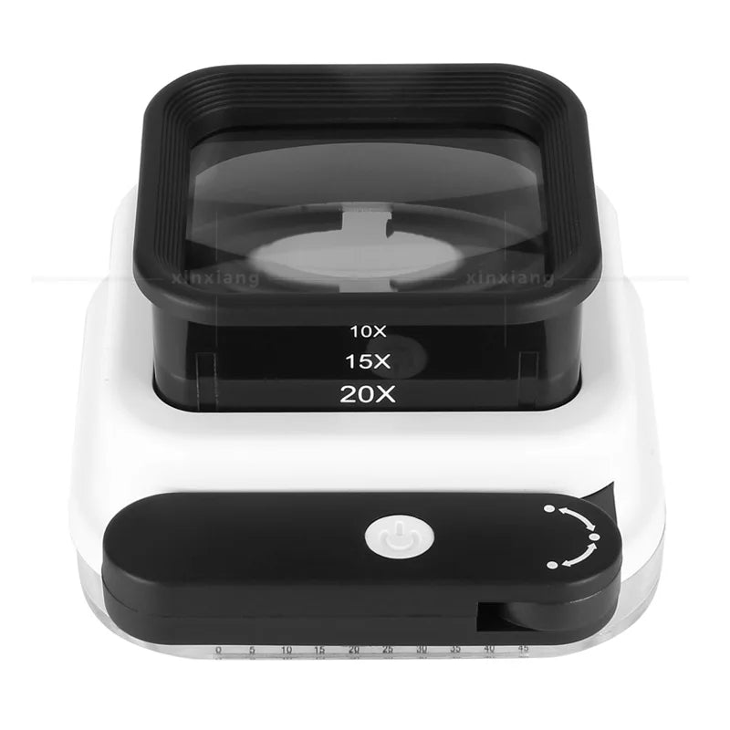 10X 15X 20X Foldable LED Magnifier with Scale | Handheld Loupe