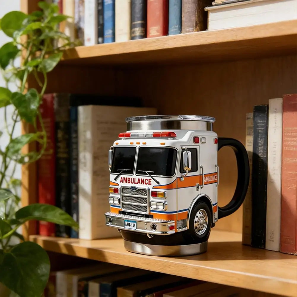Fire Truck Novelty Coffee Mug – Resin & Stainless Steel
