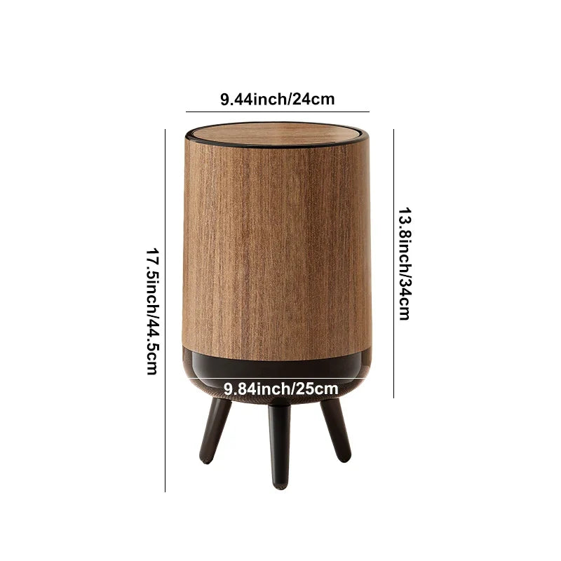 Wood-grain Trash Can Classical-style Feet Clamshell Non-bending