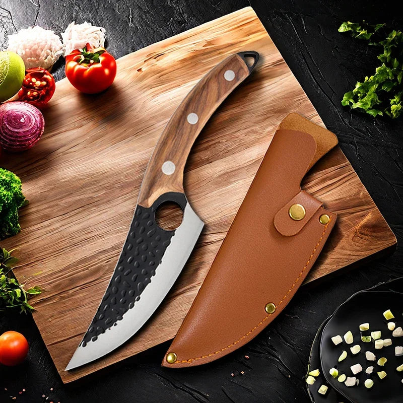 COOKCRAZE Forged Chef Knife 5Cr15 Steel Rosewood Handle & Sheath
