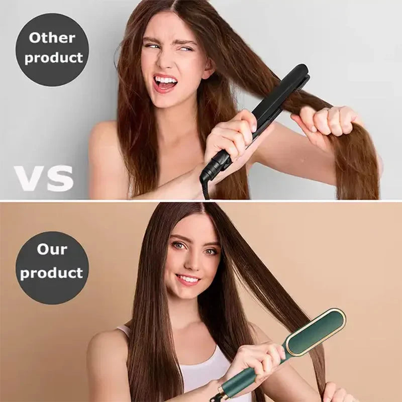 2-in-1 Ceramic Hair Straightener Brush | Negative Ion Hot Comb