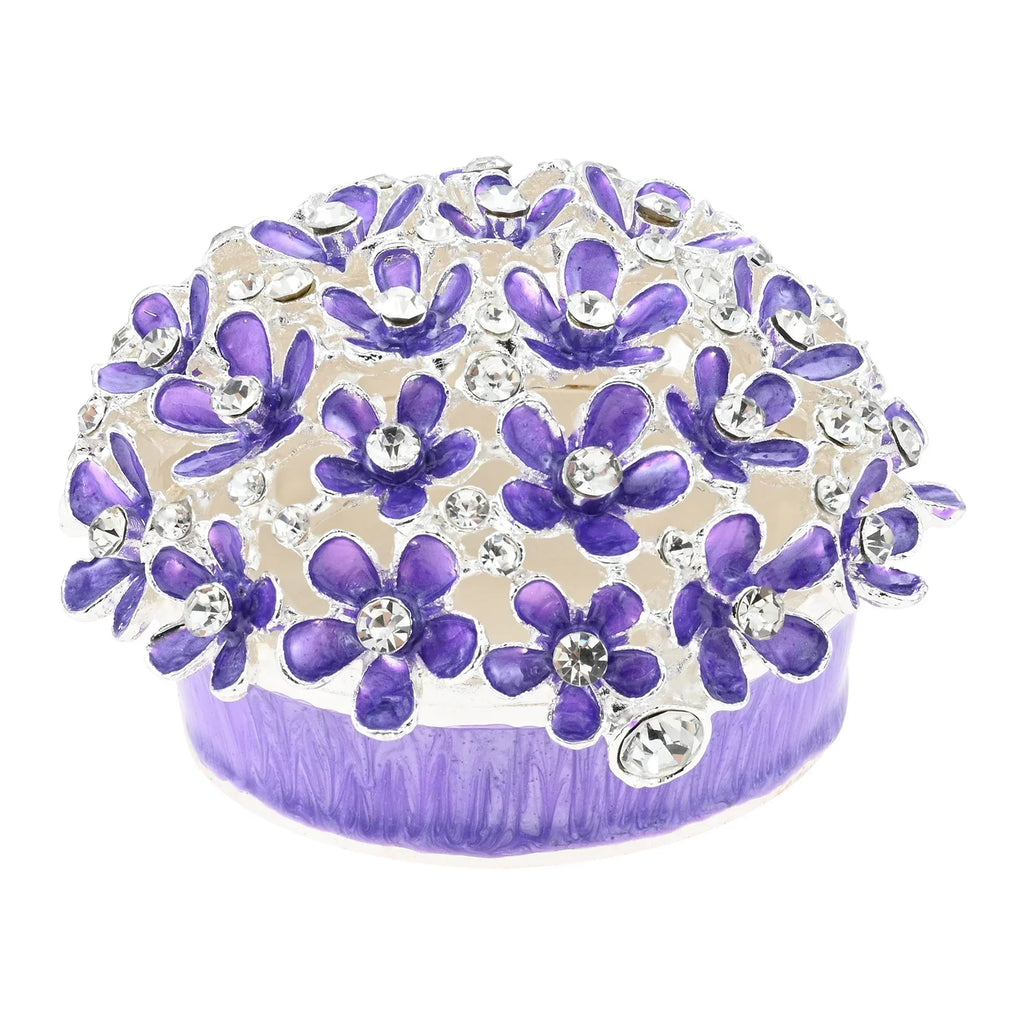 Purple Crystal Flower Jewelry Box | Magnetic Clasp Trinket Box