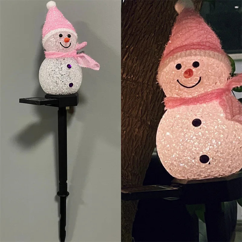 Solar Christmas Snowman Ground Insert Lawn Light Outdoor Festival