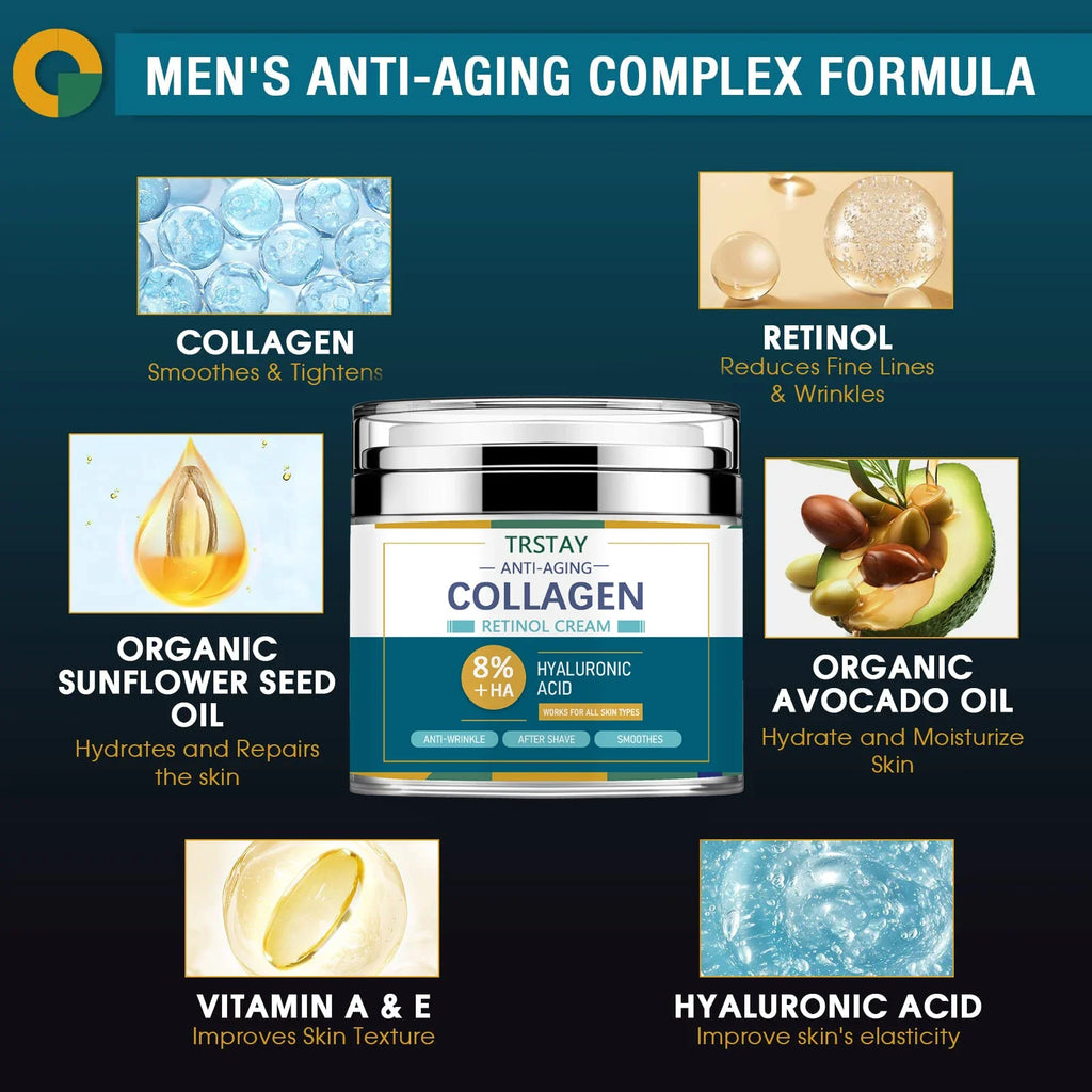 Mens Face Cream Moisturizer 8 Hyaluronic Acid Collagen One Two Pumps