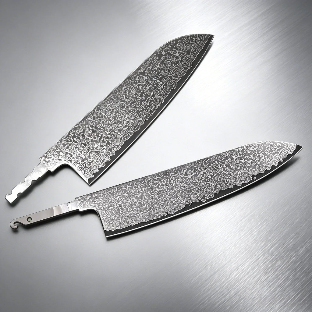 Damascus Steel Blank Blade Set – Chef, Santoku & Nakiri DIY